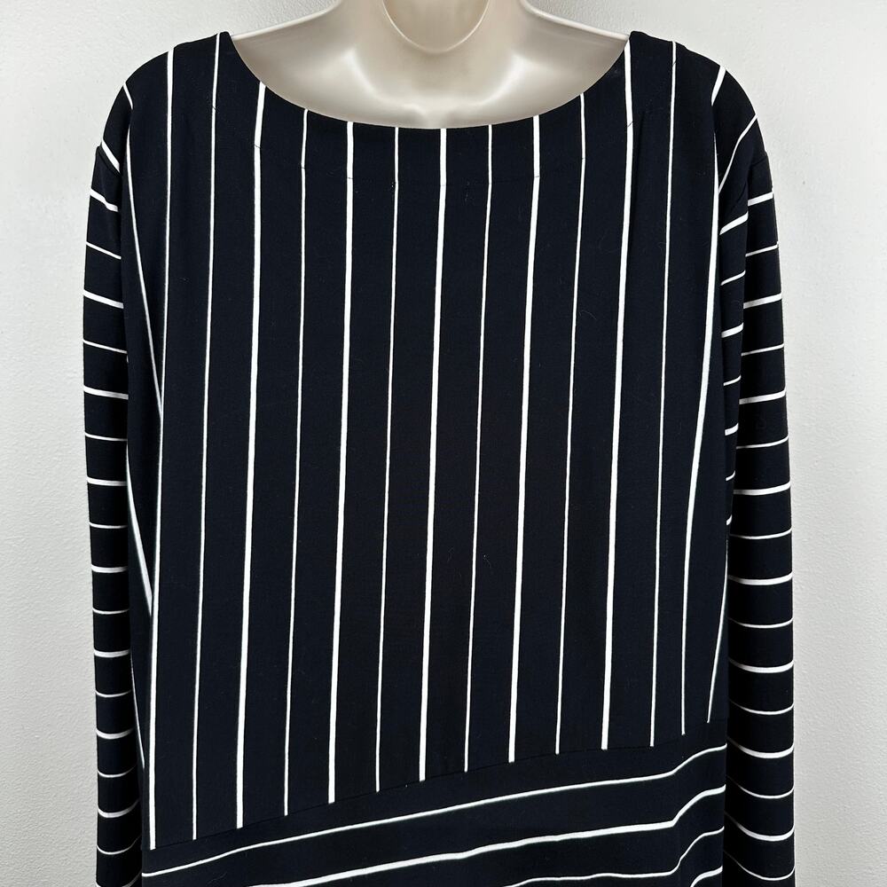 Habitat Swing Dress 3/4 Sleeve Striped Black 1X Pocket Travel Office Classic - Picture 7 of 11